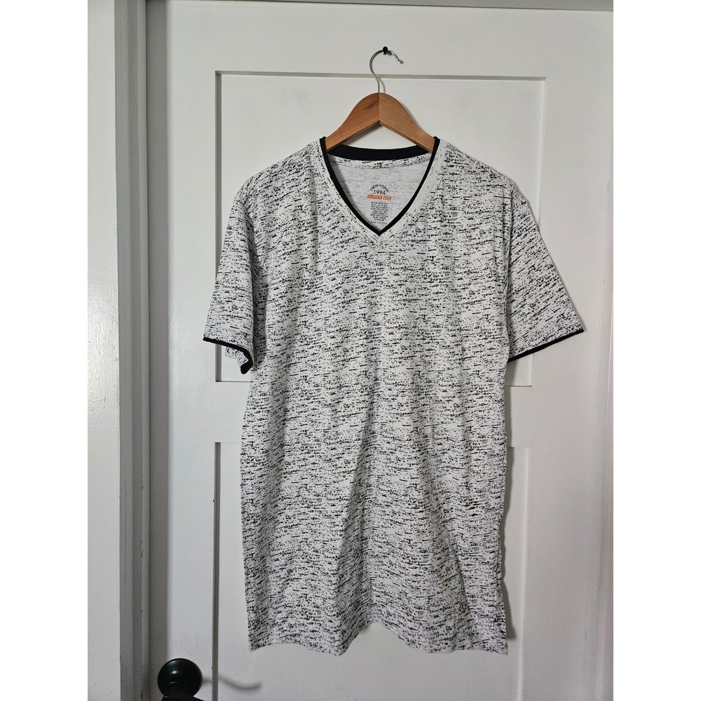 Sovereign State NY 1994 T-Shirt Men's 3X White Black V-Neck Space Dye Short Slv